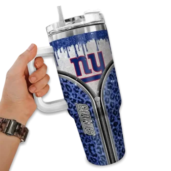 personalized new york giants leopard zipper blue curved tumbler fashion forward.webp