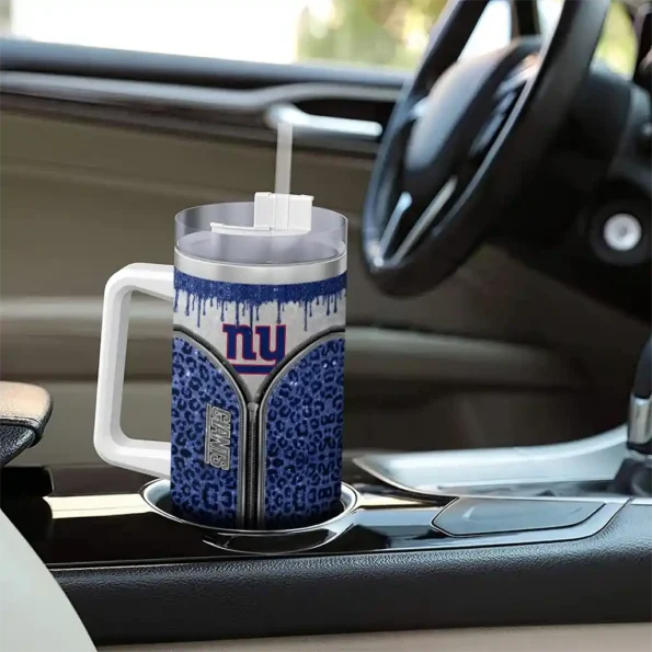 personalized new york giants leopard zipper blue curved tumbler trendy.webp