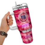 personalized new york giants marbled stripes blue curved tumbler best selling.webp