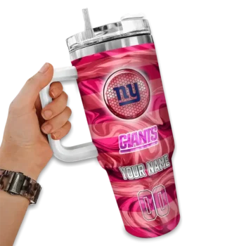 personalized new york giants marbled stripes blue curved tumbler fashion forward.webp