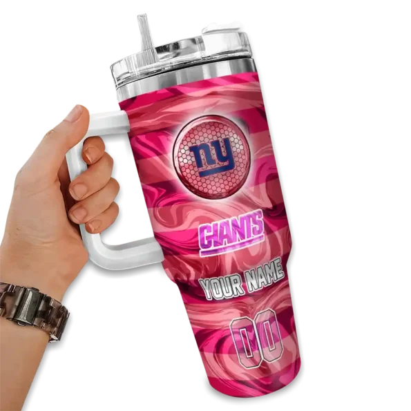 personalized new york giants marbled stripes blue curved tumbler fashion forward.webp