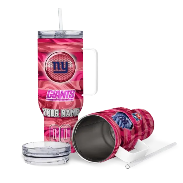 personalized new york giants marbled stripes blue curved tumbler high quality.webp