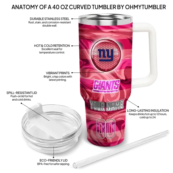 personalized new york giants marbled stripes blue curved tumbler new arrival.webp
