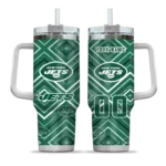 personalized new york jets bold diamonds green curved tumbler best selling.webp