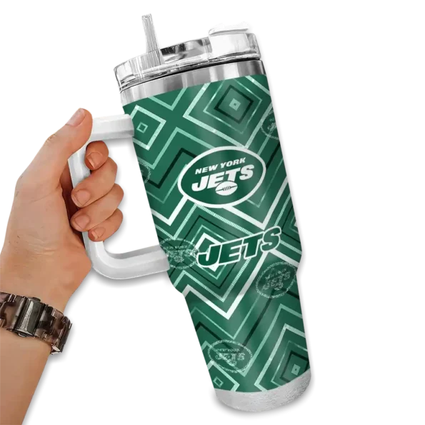 personalized new york jets bold diamonds green curved tumbler fashion forward.webp