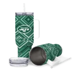 personalized new york jets bold diamonds green curved tumbler best selling.webp