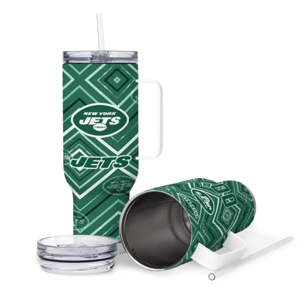 personalized new york jets bold diamonds green curved tumbler high quality.webp