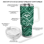 personalized new york jets bold diamonds green curved tumbler best selling.webp
