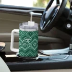 personalized new york jets bold diamonds green curved tumbler best selling.webp