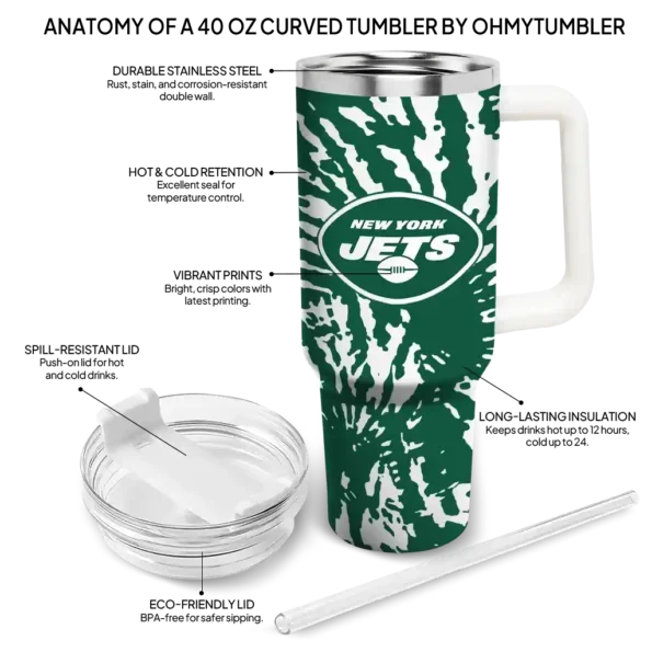 personalized new york jets burst swirl green curved tumbler new arrival.webp