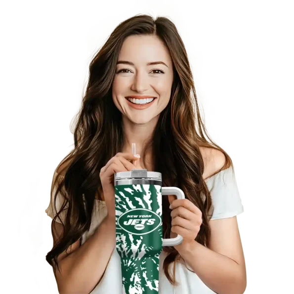 personalized new york jets burst swirl green curved tumbler premium grade.webp
