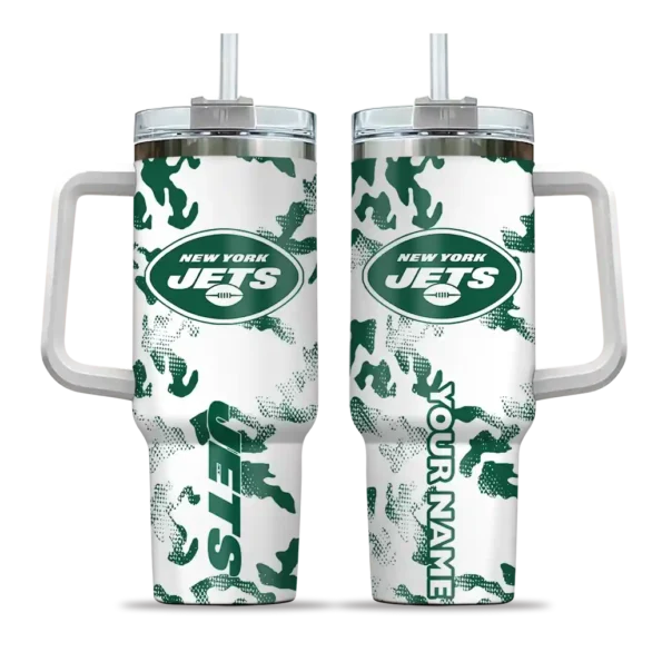 personalized new york jets camo mashup green white curved tumbler best selling.webp