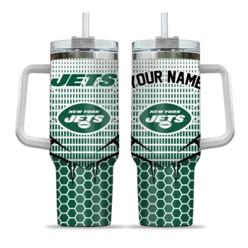 personalized new york jets hex texture green curved tumbler best selling.webp