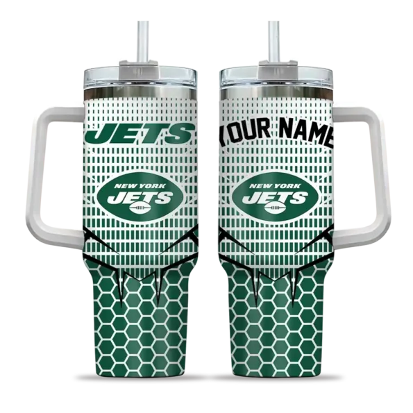 personalized new york jets hex texture green curved tumbler best selling.webp