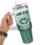 personalized new york jets hex texture green curved tumbler best selling.webp