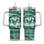 personalized new york jets honey streaks green curved tumbler best selling.webp