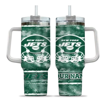 personalized new york jets honey streaks green curved tumbler best selling.webp