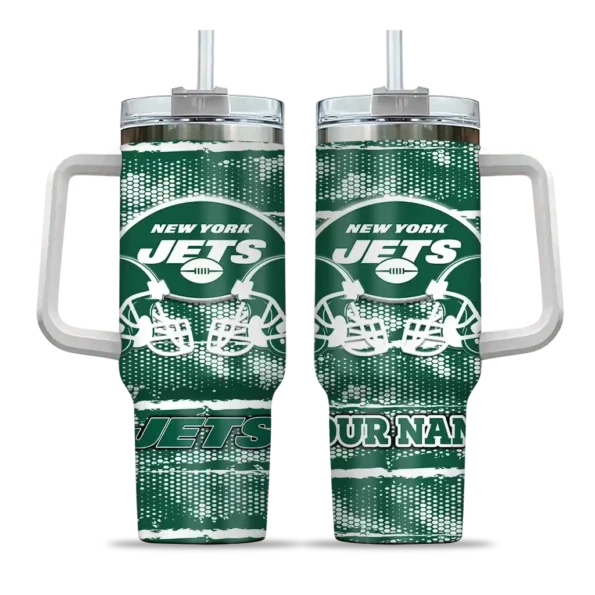 personalized new york jets honey streaks green curved tumbler best selling.webp