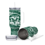 personalized new york jets honey streaks green curved tumbler best selling.webp