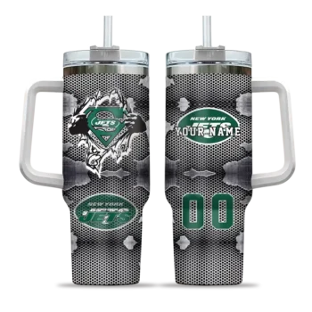 personalized new york jets superman shield green gray curved tumbler best selling.webp