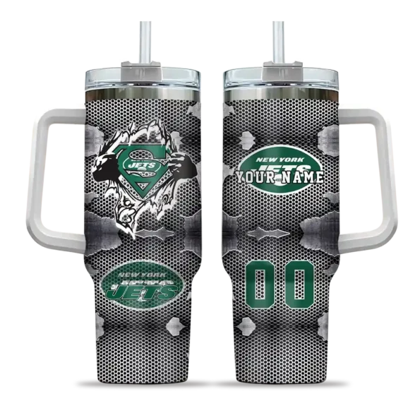 personalized new york jets superman shield green gray curved tumbler best selling.webp