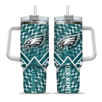 personalized philadelphia eagles chevron angle green curved tumbler best selling.webp