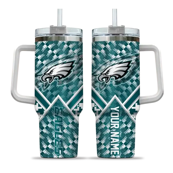personalized philadelphia eagles chevron angle green curved tumbler best selling.webp