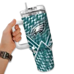 personalized philadelphia eagles chevron angle green curved tumbler best selling.webp