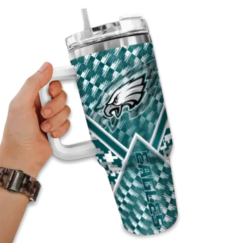 personalized philadelphia eagles chevron angle green curved tumbler fashion forward.webp