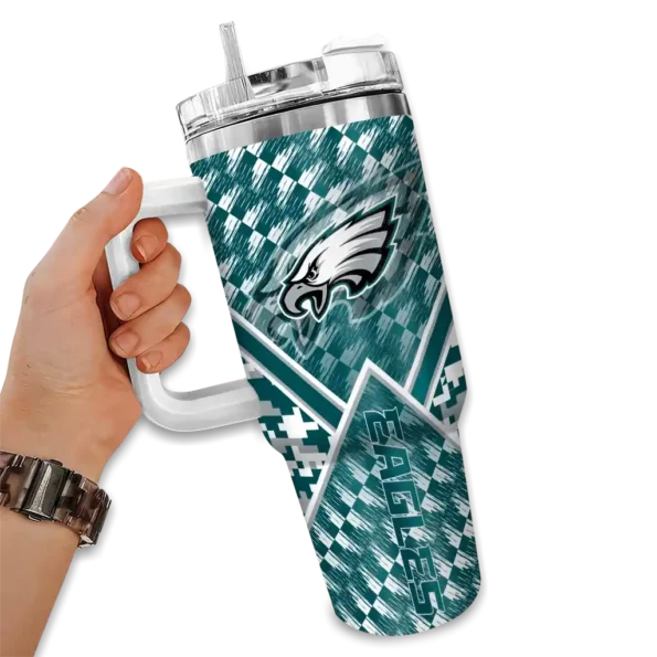 personalized philadelphia eagles chevron angle green curved tumbler fashion forward.webp