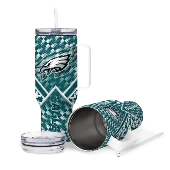 personalized philadelphia eagles chevron angle green curved tumbler high quality.webp