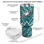 personalized philadelphia eagles chevron angle green curved tumbler best selling.webp
