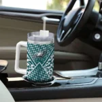 personalized philadelphia eagles chevron angle green curved tumbler best selling.webp