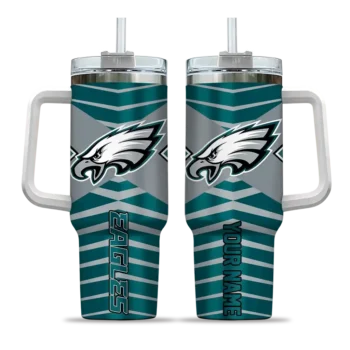 personalized philadelphia eagles chevron layers green curved tumbler best selling.webp