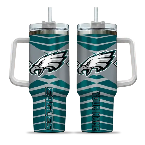 personalized philadelphia eagles chevron layers green curved tumbler best selling.webp
