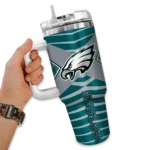 personalized philadelphia eagles chevron layers green curved tumbler best selling.webp