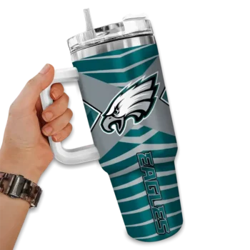 personalized philadelphia eagles chevron layers green curved tumbler fashion forward.webp