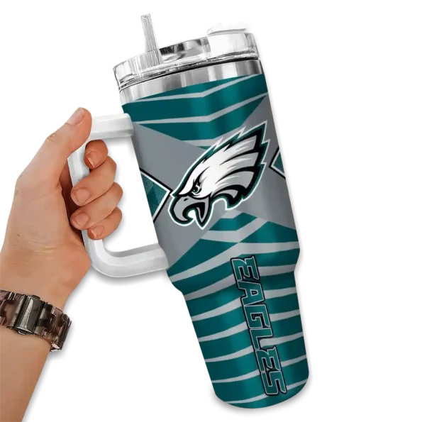 personalized philadelphia eagles chevron layers green curved tumbler fashion forward.webp