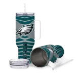 personalized philadelphia eagles chevron layers green curved tumbler best selling.webp