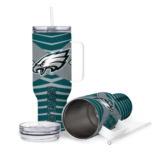 personalized philadelphia eagles chevron layers green curved tumbler high quality.webp