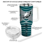 personalized philadelphia eagles chevron layers green curved tumbler best selling.webp