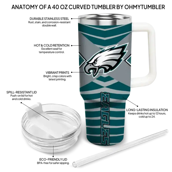 personalized philadelphia eagles chevron layers green curved tumbler new arrival.webp