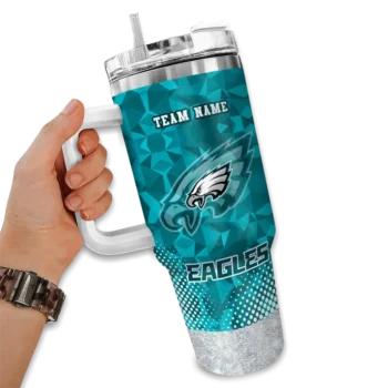 personalized philadelphia eagles geometric prism green curved tumbler fashion forward.webp