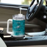 personalized philadelphia eagles geometric prism green curved tumbler best selling.webp