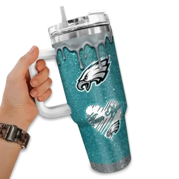 personalized philadelphia eagles heart helmet motif green curved tumbler fashion forward.webp
