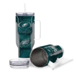 personalized philadelphia eagles hexagon armor green curved tumbler best selling.webp