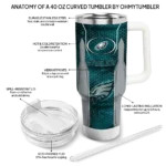 personalized philadelphia eagles hexagon armor green curved tumbler best selling.webp