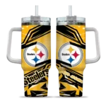 personalized pittsburgh steelers abstract paths gold curved tumbler best selling.webp