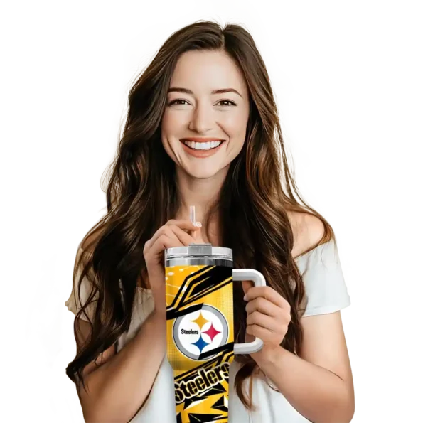 personalized pittsburgh steelers abstract paths gold curved tumbler premium grade.webp