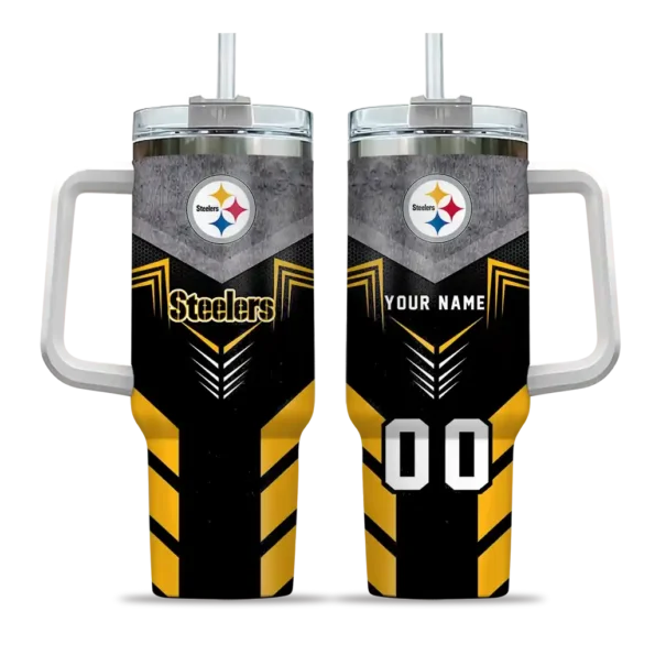 personalized pittsburgh steelers arrow armor gold black curved tumbler best selling.webp